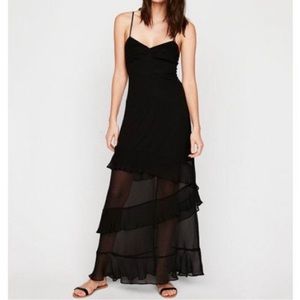 Express Sweetheart Chiffon Ruffles Black Dress Size 0